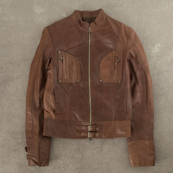 Vintage Y2K Italian Leather Motorcycle Jacket Ita… - image 1