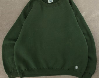 Vintage des années 1990 Discus Athletic Blank Sunfaded Sweatshirt XL vert