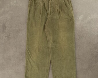 Pantalon en velours côtelé vintage L33 L27 Vert