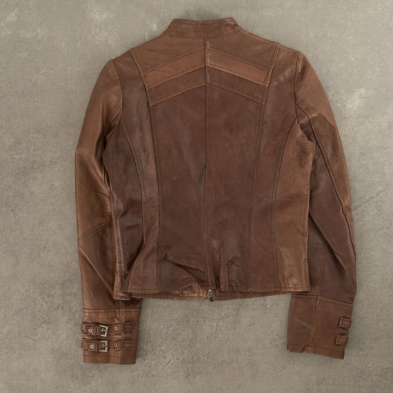 Vintage Y2K Italian Leather Motorcycle Jacket Ita… - image 2