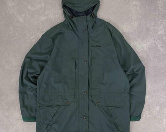 Vintage L.L.Bean 90s Hooded Rsin Jacket M Womens Teal Gorpcore