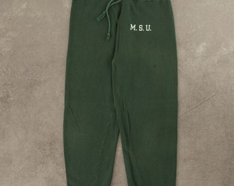 Vintage 1970s Champion M.S.U. 3/4 Length Sweatpants USA Made Medium Green