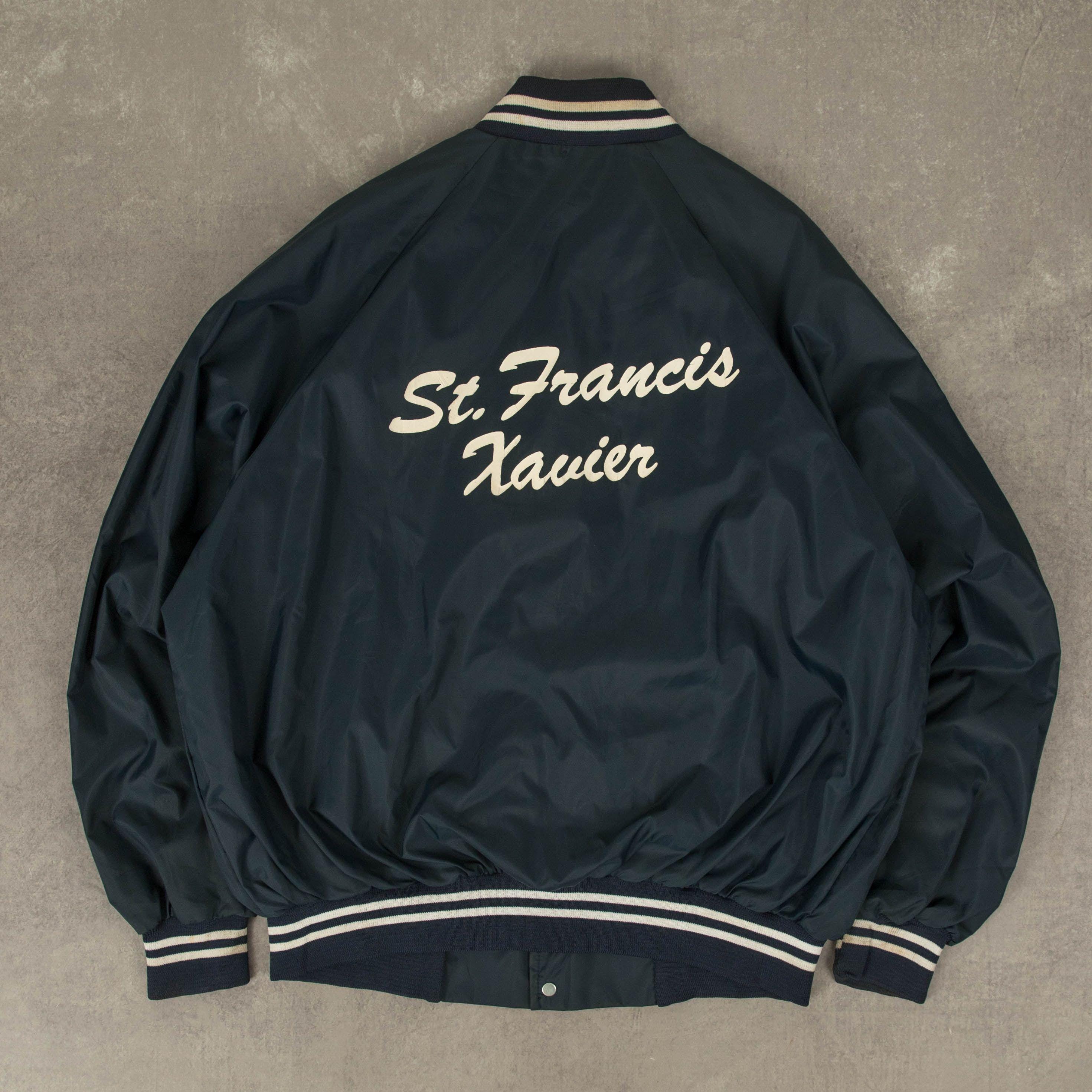 Vintage 90s St. Francis Xaviers Nylon Bomber Jacket XL Womens Blue