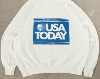 Petit sweat-shirt raglan USA Today vintage des années 1980, petit blanc