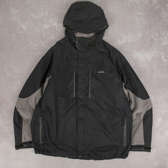 Vintage Hooded Rain Jacket XL Men's Black Outdoor Hiking