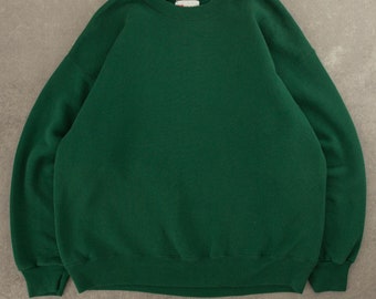 Vintage 1990s Heavyweight Blank Sweatshirt Medium Green