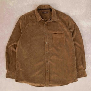 Vintage Cord Shirt XL Men&#39;s Brown Corduroy
