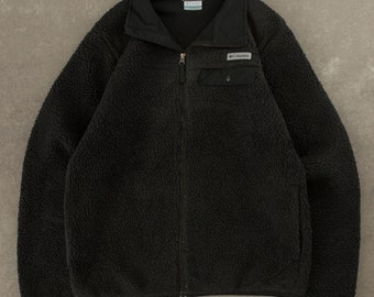 Vintage Columbia Deep Pile Fleece Klein Schwarz