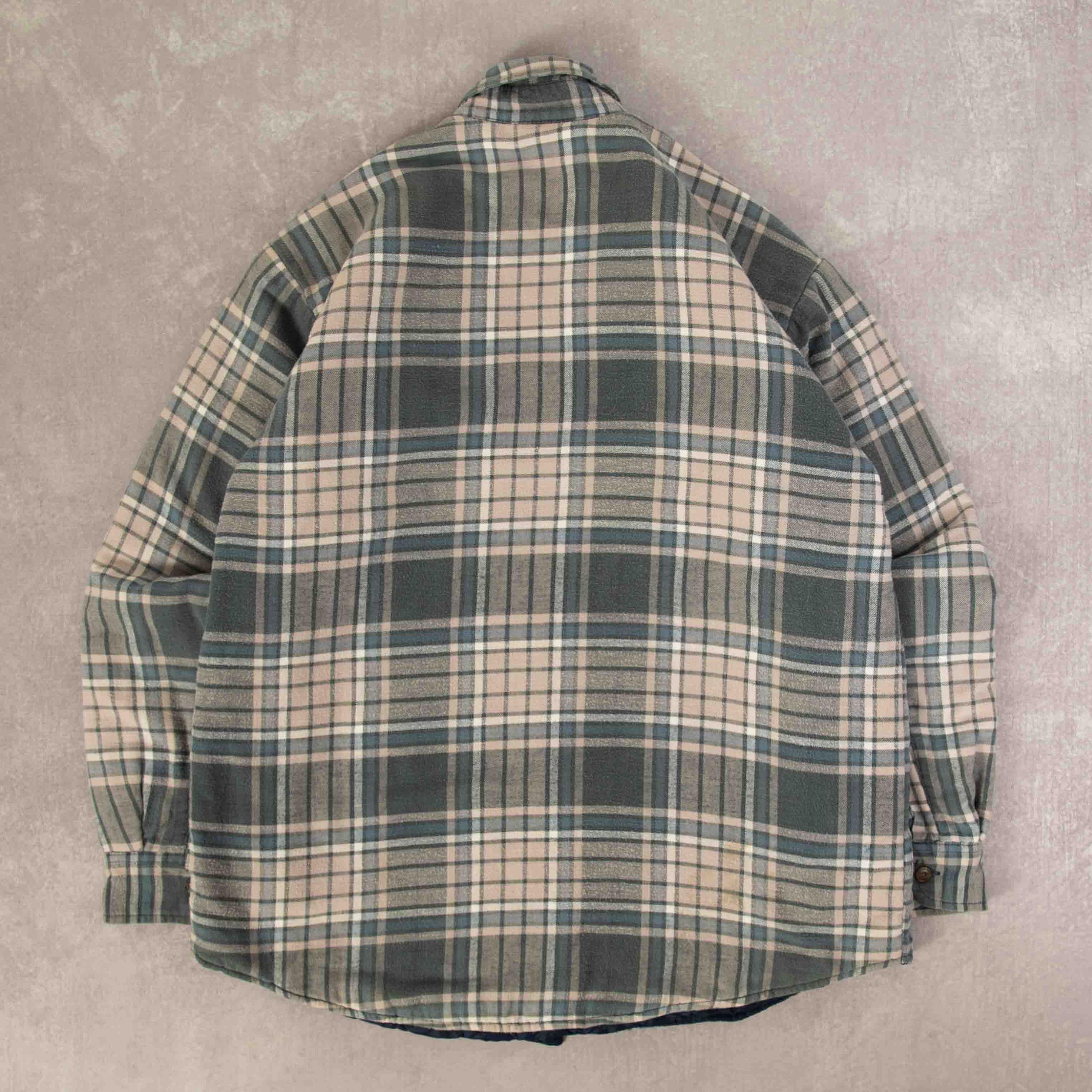 Vintage 90s Checked Padded Flannel Shirt Jacket XL Men's