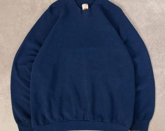Vintage 1970s 80s Navy Blue No Logo ZIPPER Hoodie Sweatshirt