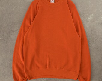 Vintage Jerzees 1990s Blank Raglan Sweatshirt USA Made Large Orange