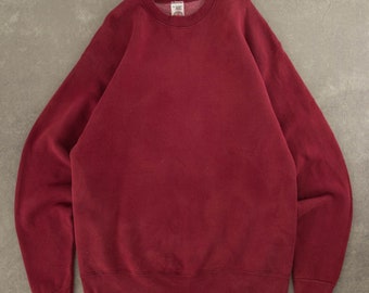 Vintage 1990s Sunfaded Blank Sweatshirt USA Made XL Rot