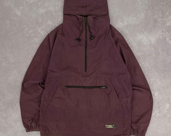 Vintage 80s L.L. Bean Half Zip Hooded Jacket S Men's Purple Vintage 80s L.L. Bean Half Zip Hooded Jacket S Men's Purple