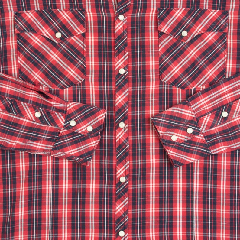 True Religion Vintage Checked Western Shirt XX-Large Men's Red Americana image 6