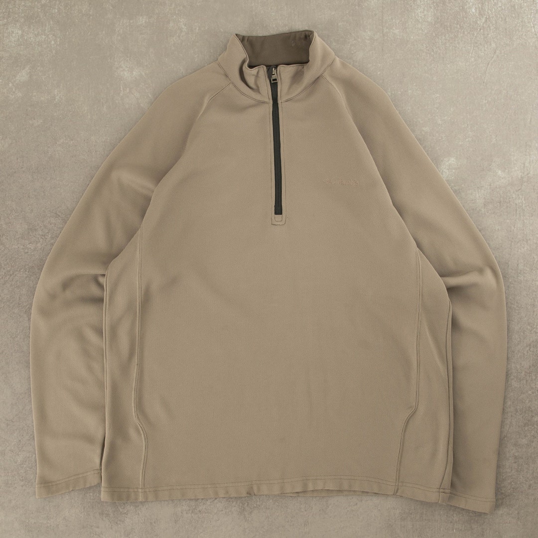 Vintage Retro Half Zip Fleece-Oatmeal Beige