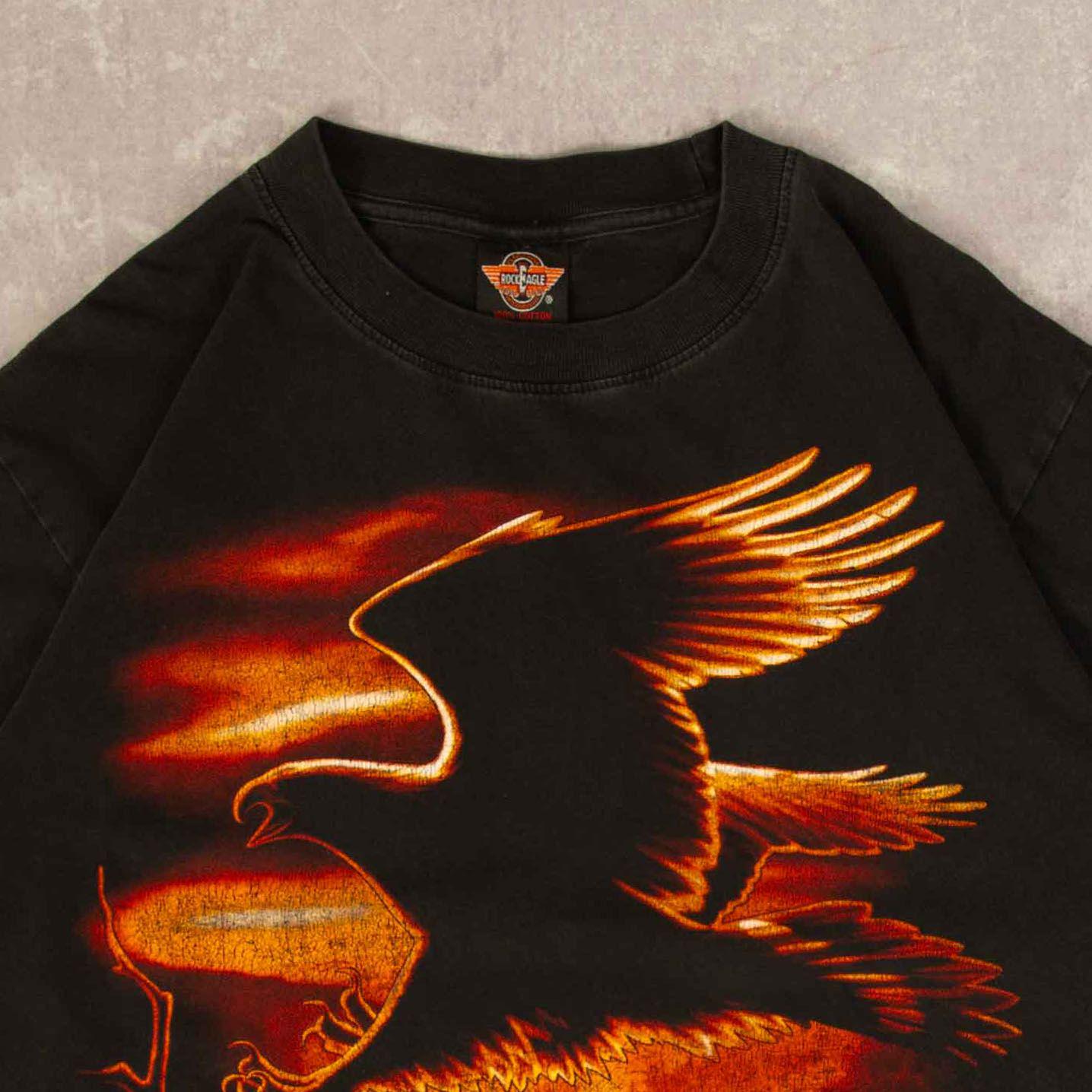 T-shirt Vintage Stupéfiants Anonymes Années 90 - Grand Aigle Noir - Taille L - Occasion USA