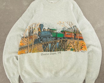 Vintage 1990s Chester Depot Sweatshirt USA Made XL Grey