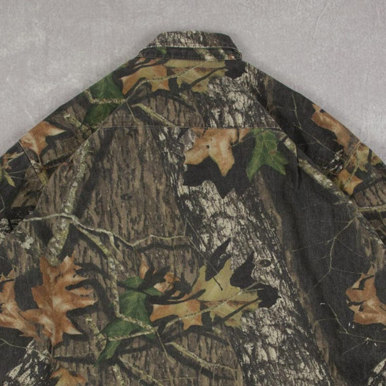 Jerzees Vintage Mossy Oak Real Tree Camo Shirt X-Large Men's Green Camouflage image 4