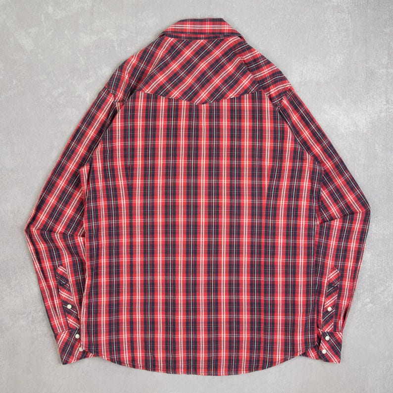 True Religion Vintage Checked Western Shirt XX-Large Men's Red Americana image 2