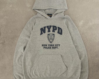 Vintage 2002 NYPD Hooded Sweatshirt XL Grey