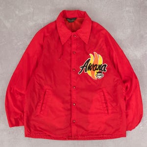 Vintage 70s Champion Awana Club Hooded Coach Jacket L Made in USA Men&#39;s Red