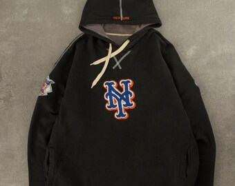 Vintage 1990s New York Mets Hooded Sweatshirt XXL Black