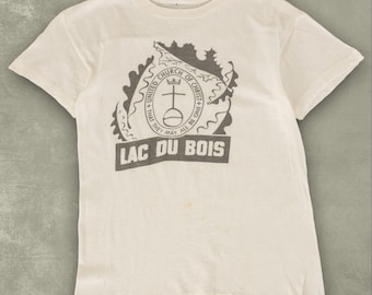 Vintage 1980s Lac Du Bois T-Shirt Graphic Logo Single Stitch Small White