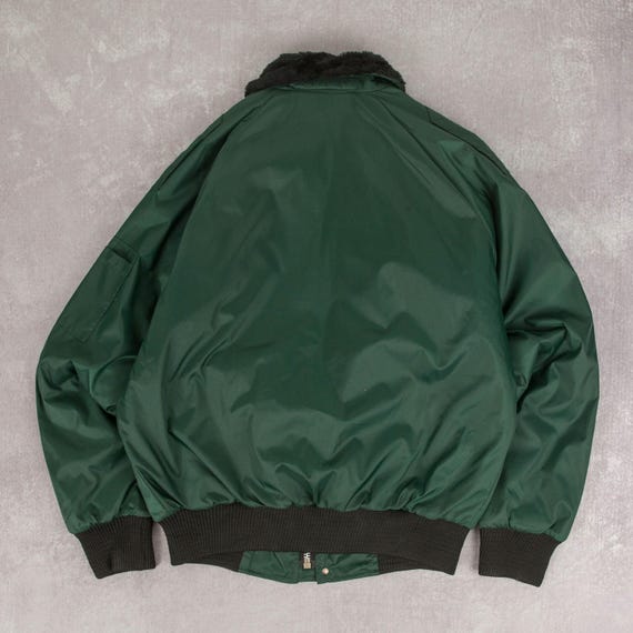 Vintage 90s Canadian Waste Fur Collar Bomber Jacket M Men's Green