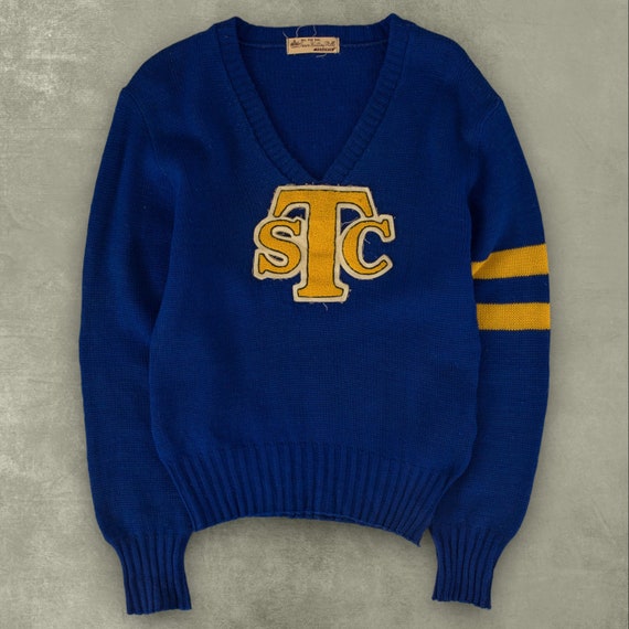 Vintage Letterman Knitted Jumper Gem vintage-letterman-knitted-jumper-gem