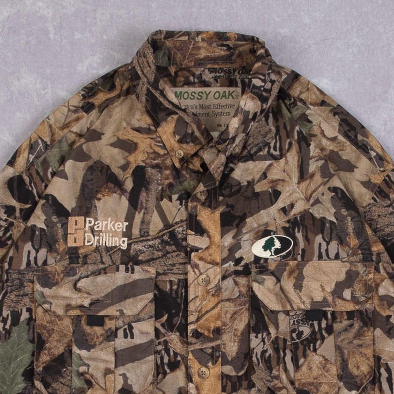 Vintage Realtree Mossy Oak Hemd Large Herren 1990s Beige Camouflage Bild 3