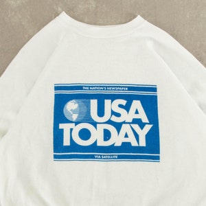 Vintage 1980s USA Today Raglan Sweatshirt Small White image 3