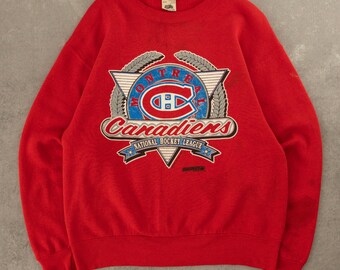 Sweat-shirt des Canadiens de Montréal, vintage 1991, fabriqué au Canada, rouge moyen