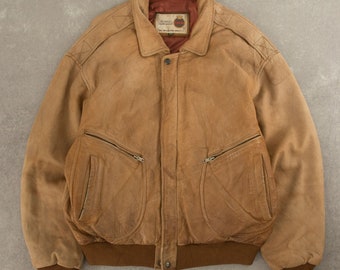 Vintage 1980s G-2 Leather Bomber Jacket XL Brown