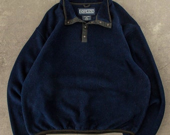 Vintage Drukknoop Fleece XL Blauw