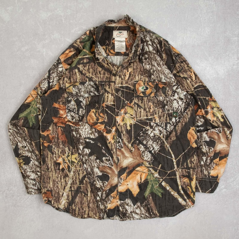Vintage Mossy Oak Real Tree Shirt Medium Men's Brown Camouflage image 1
