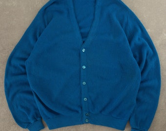 Cardigan en tricot vintage des années 1980 XL bleu