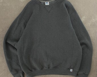 Vintage Russell Athletic Blank Sweatshirt Large Grey