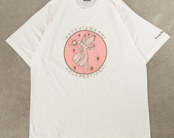 Vintage 1990s Beta Sigma Phi Single Stitch T-Shirt USA Made XL White