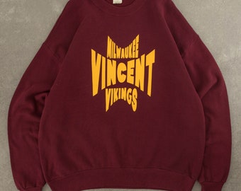 Felpa vintage Jerzees degli anni '90 Milwaukee Vincent Vikings XXL rossa