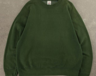 Vintage 1990s Sunfaded Blank Sweatshirt USA Made Large Grün