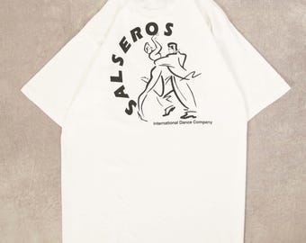 Vintage Jerzees Graphic T Shirt Large 90s USA Made Charity Grey