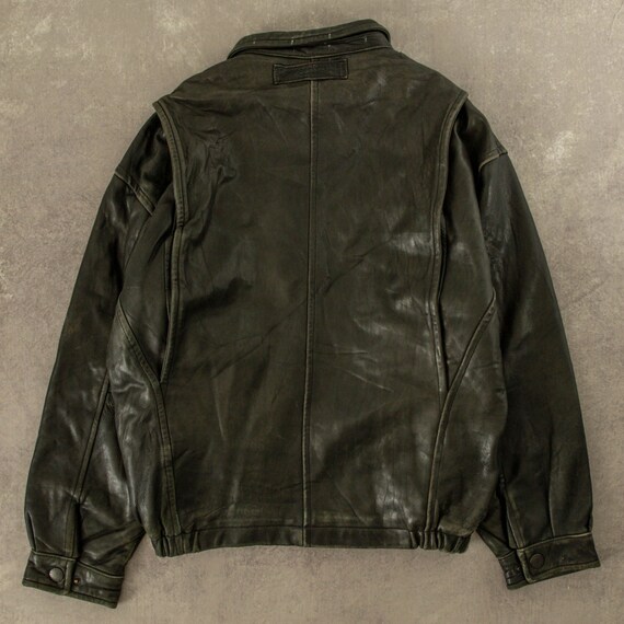 Vintage Nautica Leather Jacket Large Black - image 2
