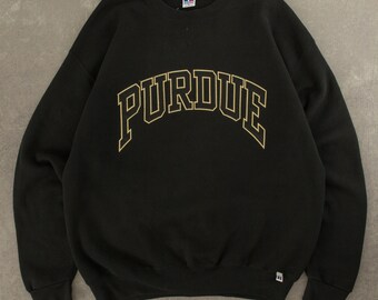 Vintage 1990er Russell Athletic Purdue Sweatshirt XL Schwarz