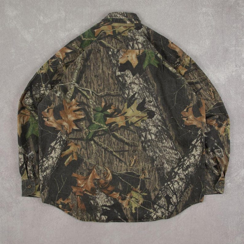 Jerzees Vintage Mossy Oak Real Tree Camo Shirt X-Large Men's Green Camouflage image 2