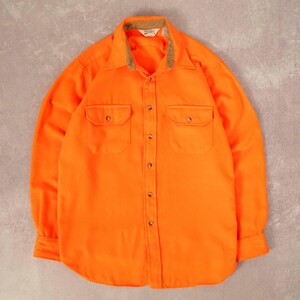 Vintage 90s Cabela&#39;s Shirt L Made in USA Men&#39;s Orange Collared