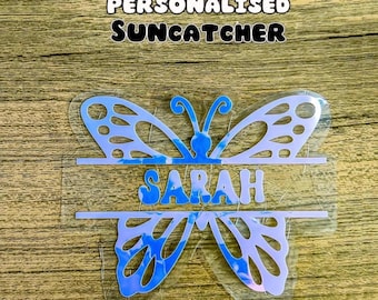 Personalized Butterfly Suncatcher, Holographic Window Cling