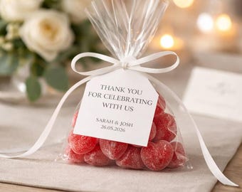 Wedding favour sweet bags with tags | Personalised guest favours