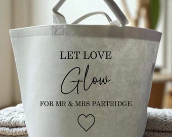 Wedding glow sticks trug bag, felt bag, wedding decor