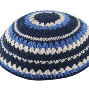 Knitted Cotton Yarmulke Kippah Cupples Jewish Kippa Hat Judaica Kipa Blue Black White