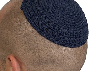 Simple Blue Knitted Cotton Yarmulke Kippah Cupples Jewish Kippa Hat Judaica Kipa